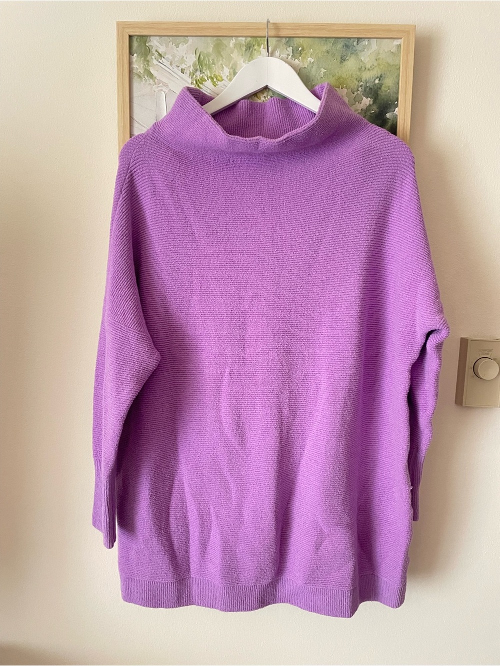 Free People Ottoman Slouchy Tunic Sweater Purple Small in Violet Lilac